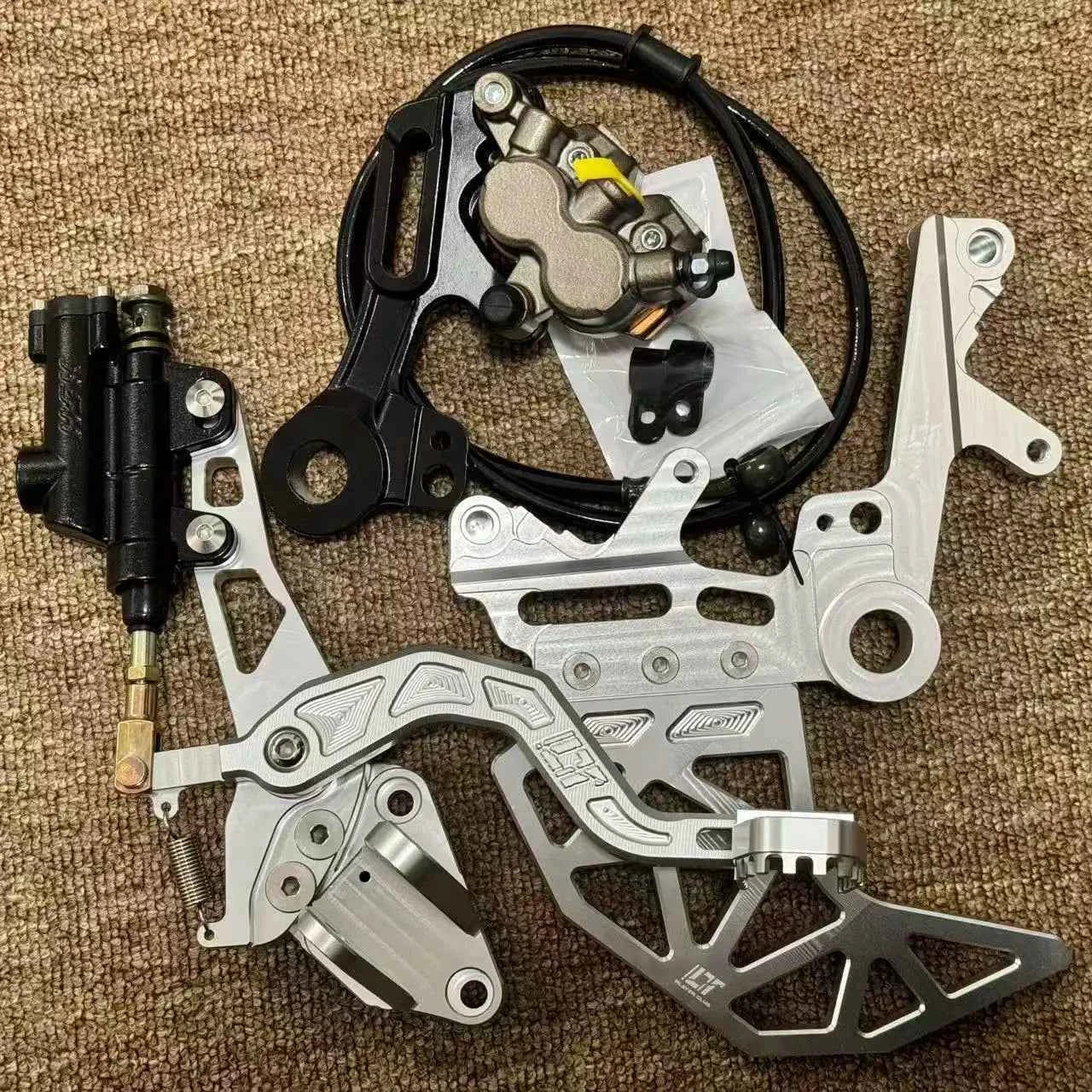 CNC Part Strengthened for Surron Ultra Bee Left Dual Caliper Bracket and Foot Pegs Brake Bracket Motorcycle Accessories