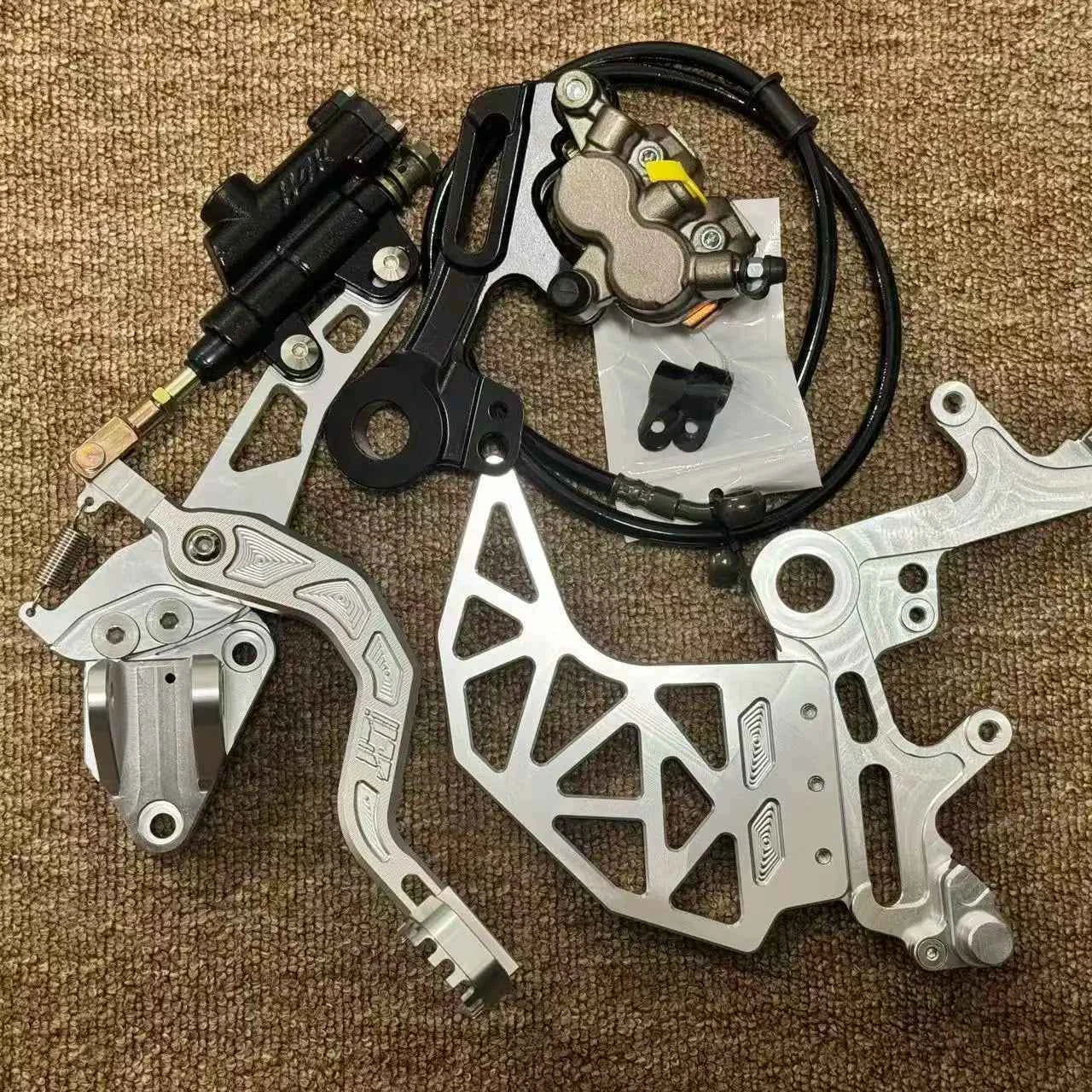 CNC Part Strengthened for Surron Ultra Bee Left Dual Caliper Bracket and Foot Pegs Brake Bracket Motorcycle Accessories